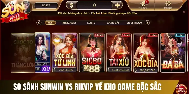 So sánh Sunwin vs RikVIP về kho game đặc sắc
