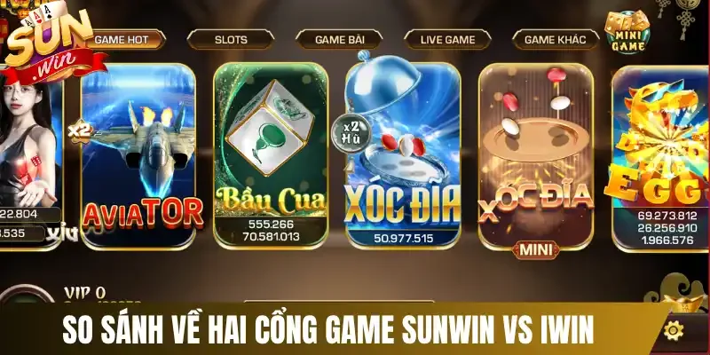 So sánh về hai cổng game Sunwin vs Iwin